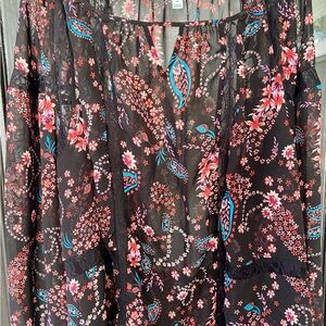 India Boutique Black Floral Kimono